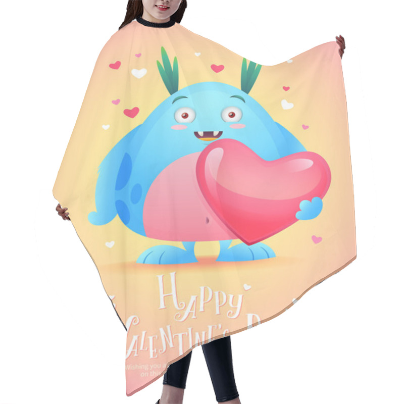 Personality  Cartoon Monster With A Heart Valentine Card Hair Cutting Cape