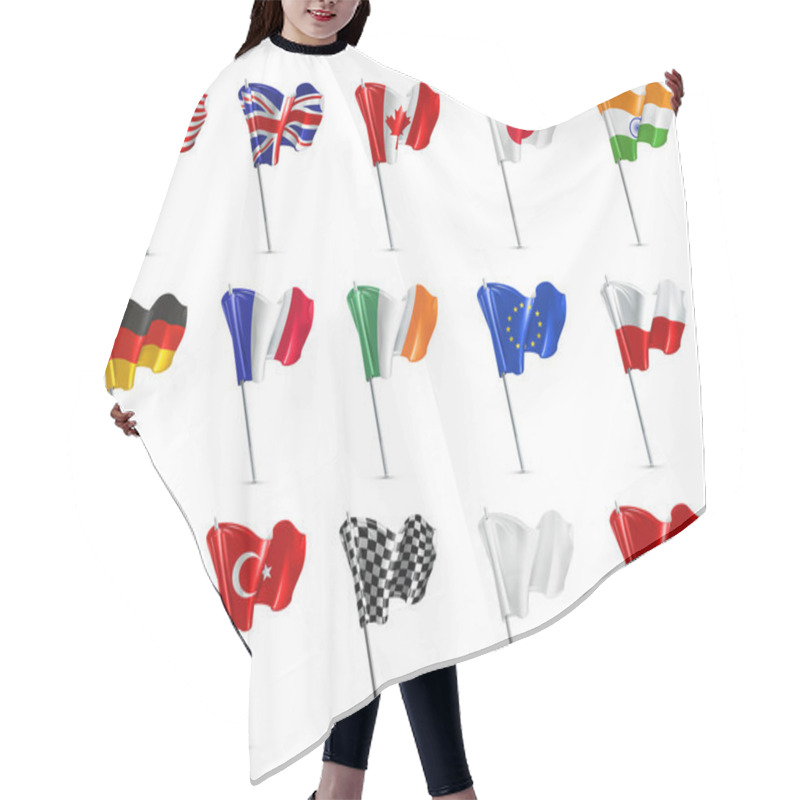 Personality  Flags Icons Set Hair Cutting Cape