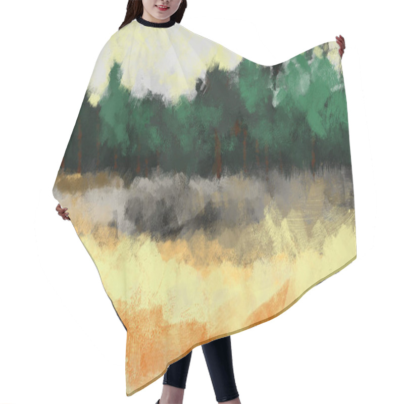 Personality  Painting Of Abstract Nature Landscape In Brush Stroke Style, Digital Art Hair Cutting Cape