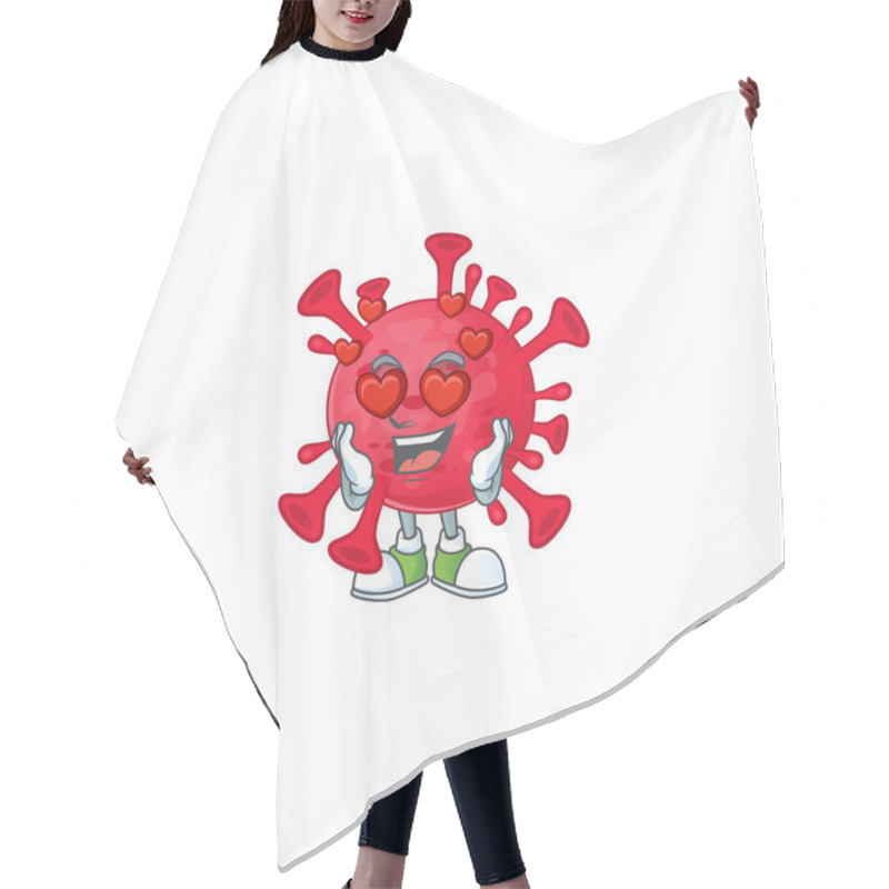 Personality  Romantic Coronavirus Amoeba Cartoon Character With A Falling In Love Face Hair Cutting Cape