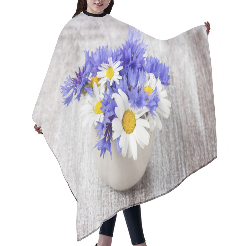 Personality  Bouquet Of Chamomiles And Cornflowers Hair Cutting Cape