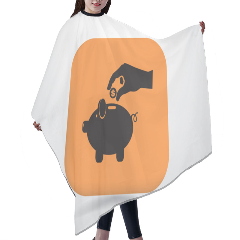 Personality  Hand Dropping Coin In Piggy Bank Hair Cutting Cape