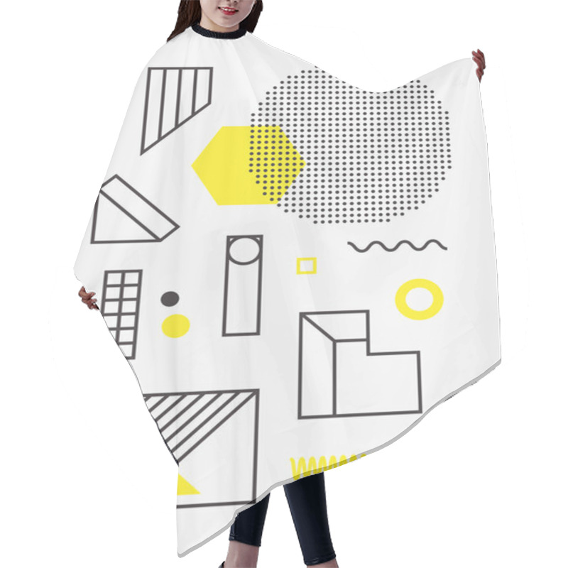 Personality  Universal Trend Poster. Linear Geometric Shapes Set With Halftone Elements Hair Cutting Cape