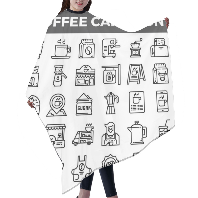 Personality  Coffee Cafe Outline Icons Hair Cutting Cape