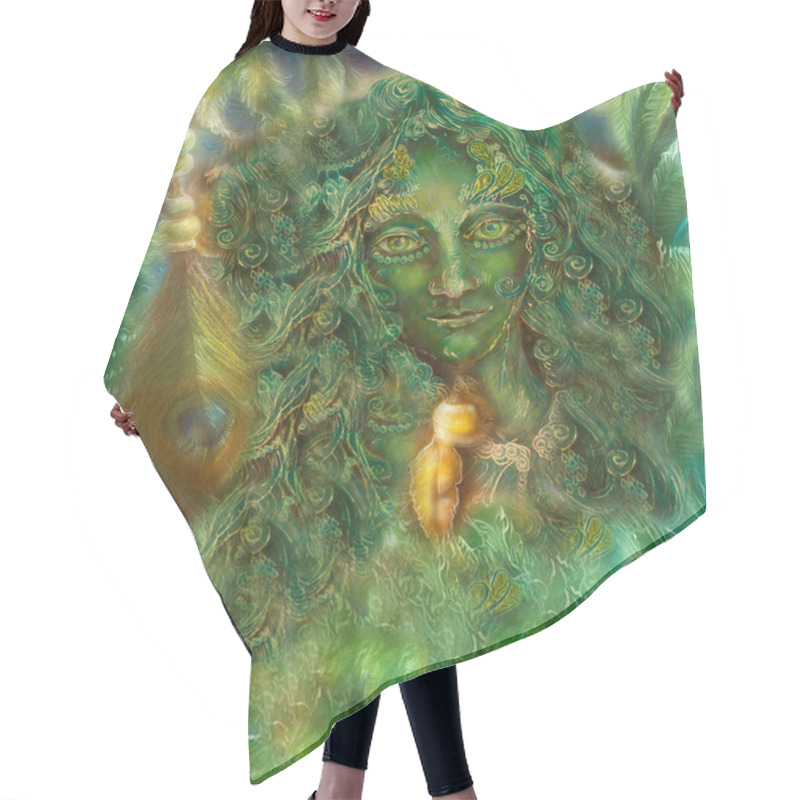 Personality  Beautiful Ornamental Emerald Fairy With Peacok Feather, Illustration Hair Cutting Cape