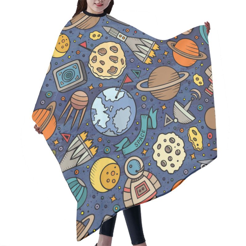 Personality  Cartoon Hand-drawn Space, Planets Seamless Pattern Hair Cutting Cape