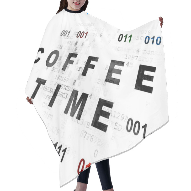 Personality  Time Concept: Coffee Time On Digital Background Hair Cutting Cape