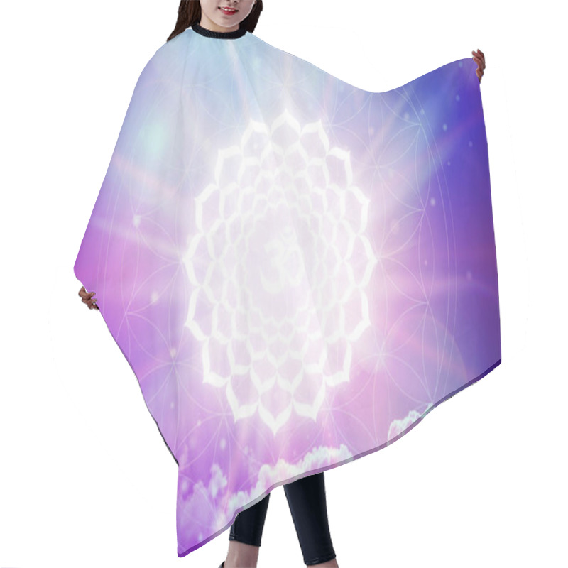 Personality  Sahasrara Chakra Symbol On A Purple Background. This Is The Seventh Chakra, Also Called The Crown Chakra Hair Cutting Cape