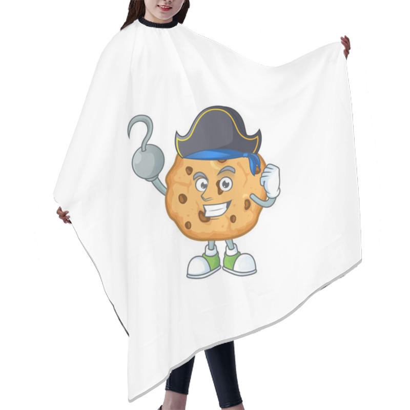 Personality  Calm One Hand Pirate Chocolate Chips Cookies Mascot Design Wearing Hat Hair Cutting Cape