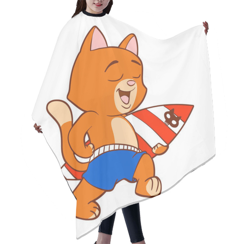 Personality  Cat And Surfboard Cartoon Hair Cutting Cape