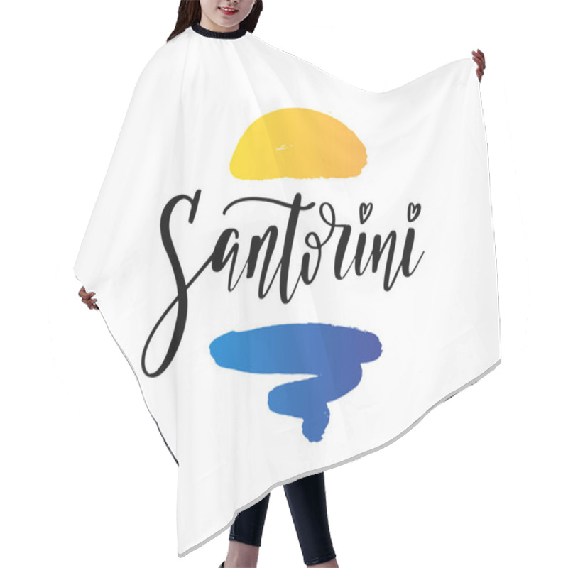 Personality  Santorini Hand Drawn Lettering Phrase. Greek Island Hair Cutting Cape