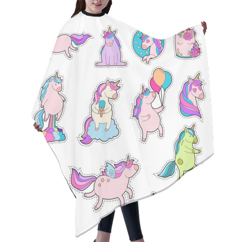 Personality  Magic Unicorn Patches. Trendy Pink Unicorn Sticker Pack Hair Cutting Cape