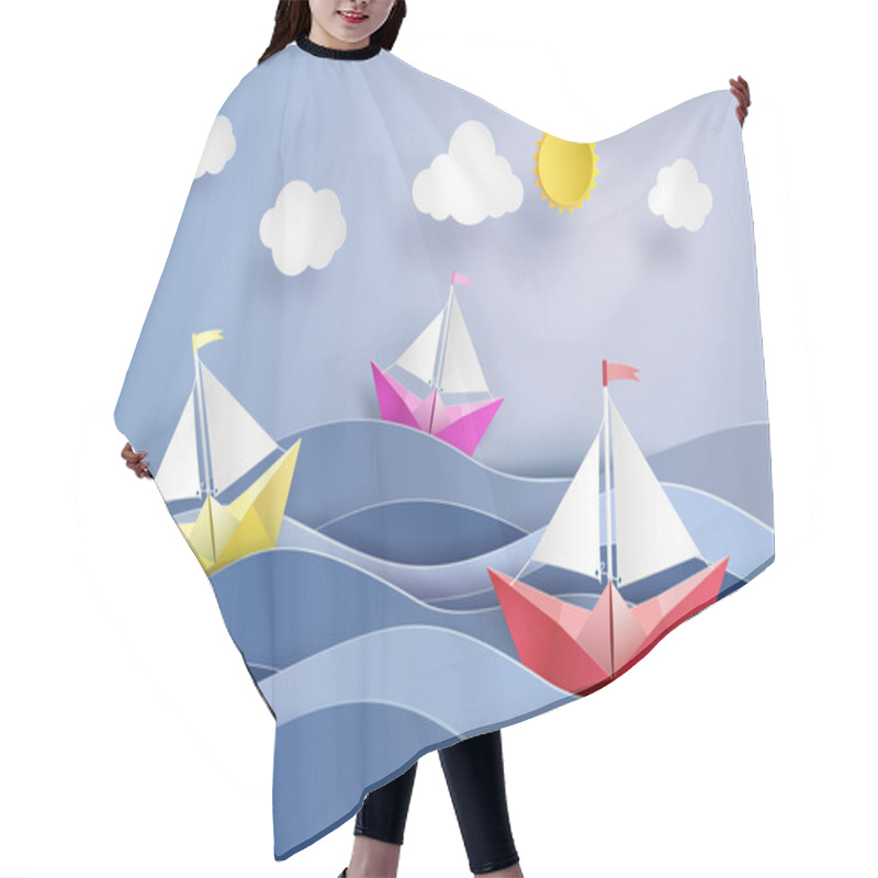 Personality   Paper Sailing Boat Hair Cutting Cape