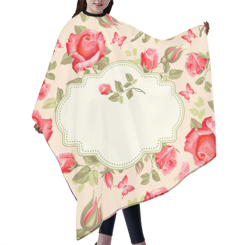 Personality  Retro Flower Card- Roses Hair Cutting Cape