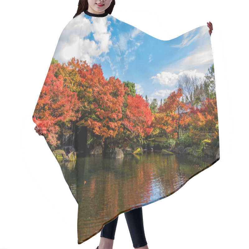 Personality  Beautiful Japanese Garden And Koi Fish In Autumn Season Hair Cutting Cape