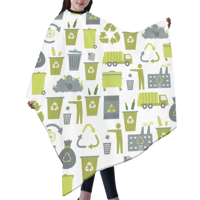 Personality  Recycling Garbage Icons Seamless Pattern Hair Cutting Cape