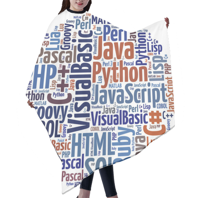 Personality  Word Cloud Programming Languages Or IT Related Hair Cutting Cape