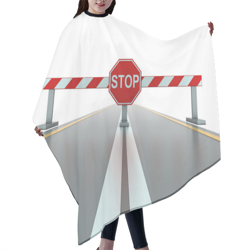 Personality  Closed Road With Stop Sign Hair Cutting Cape