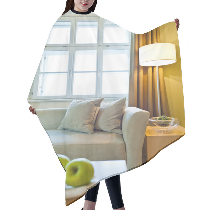 Personality  Window Illuminates A Seating Area With Fruit In The Foreground Hair Cutting Cape