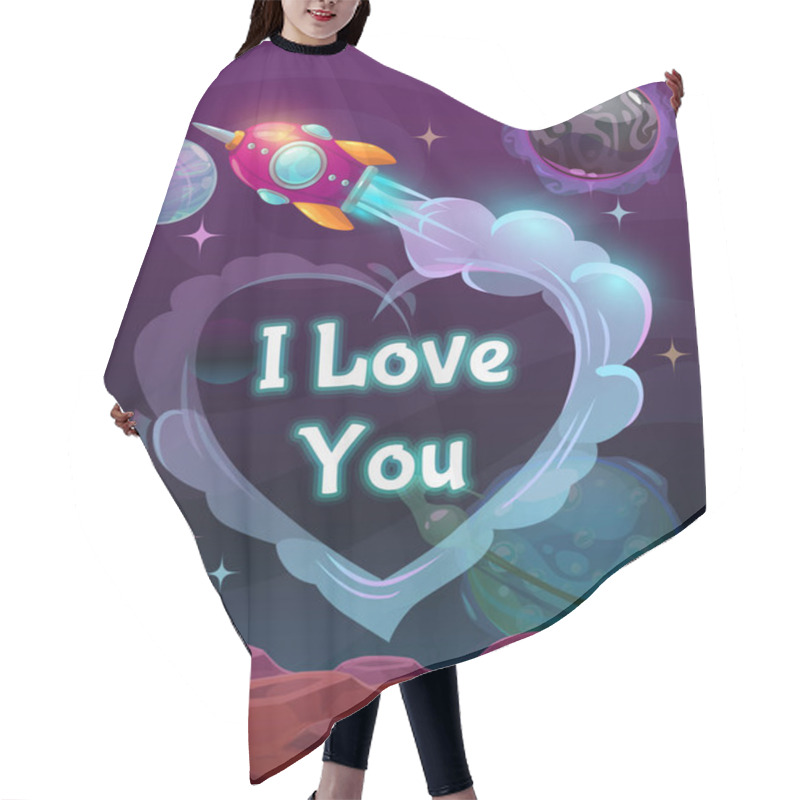 Personality  I Love You Sign On The Space Background. Valentines Day Greeting Card. Hair Cutting Cape