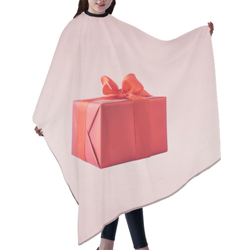 Personality  Valentines Day Concept.  Creative Valentines Day Conception Made By Falling In Air Gift Boxes And Red Hearts Isolated On Pink Background Hair Cutting Cape