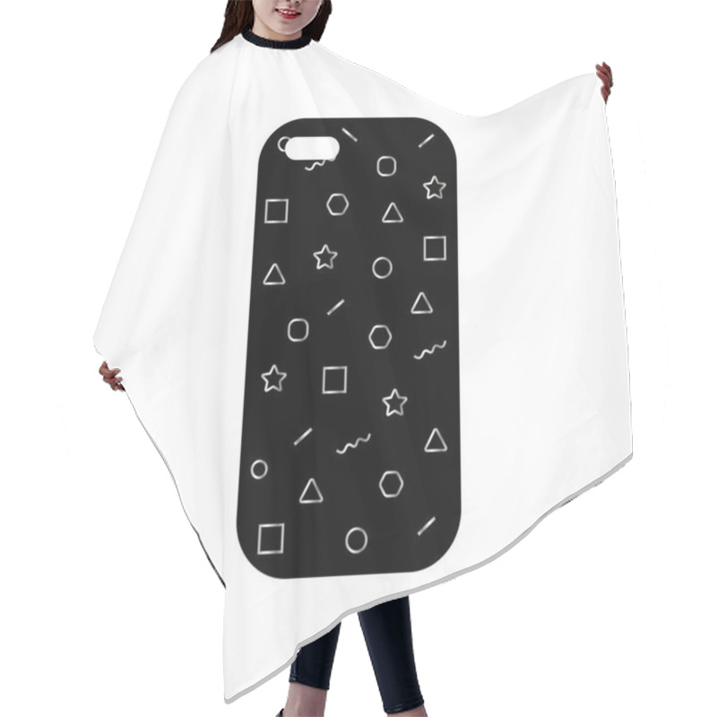 Personality  Modern Black Phone Cover With Silver Geometric Ornament Isolated On A White Hair Cutting Cape