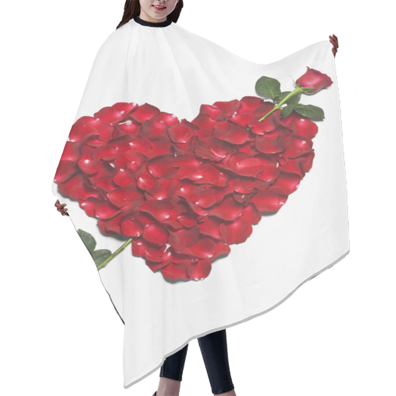 Personality  Heart Shape Made From Red Rose Petals Hair Cutting Cape