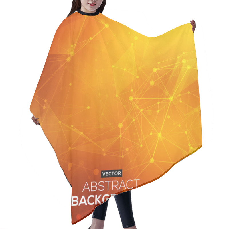 Personality  Abstract Polygonal Orange Red Low Poly Background With Connecting Dots And Lines. Connection Structure. Vector Science Background. Polygonal Vector Background. Futuristic HUD Background. Hair Cutting Cape