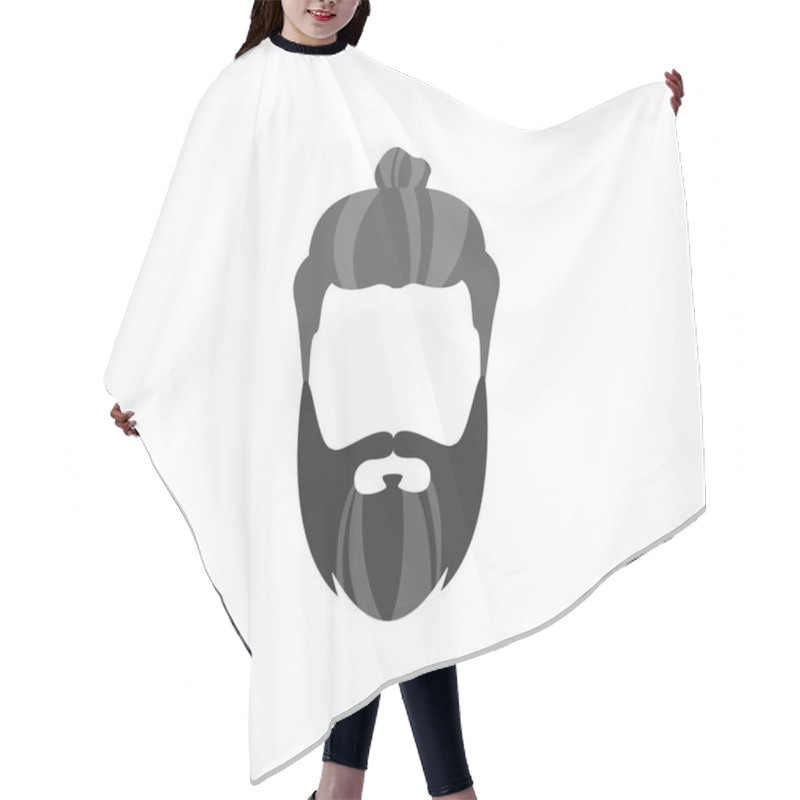 Personality  Hipster Male Hair And Facial  Style With Long Beard  Bun Hair Cutting Cape