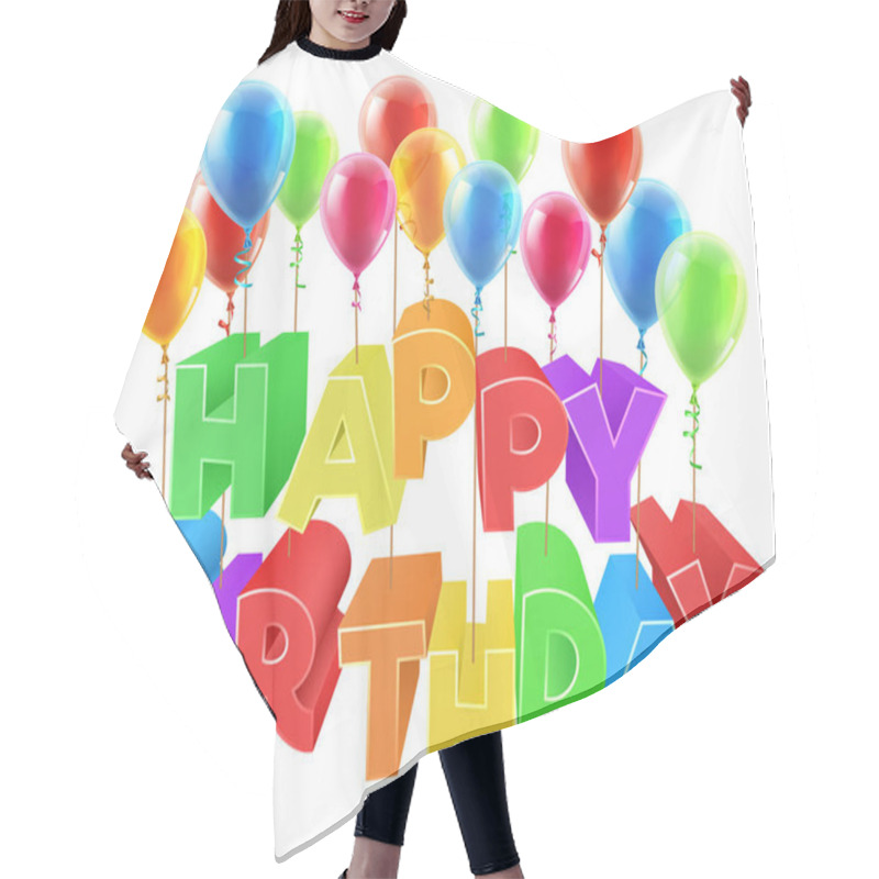 Personality  Happy Birthday Floating On Balloons Hair Cutting Cape