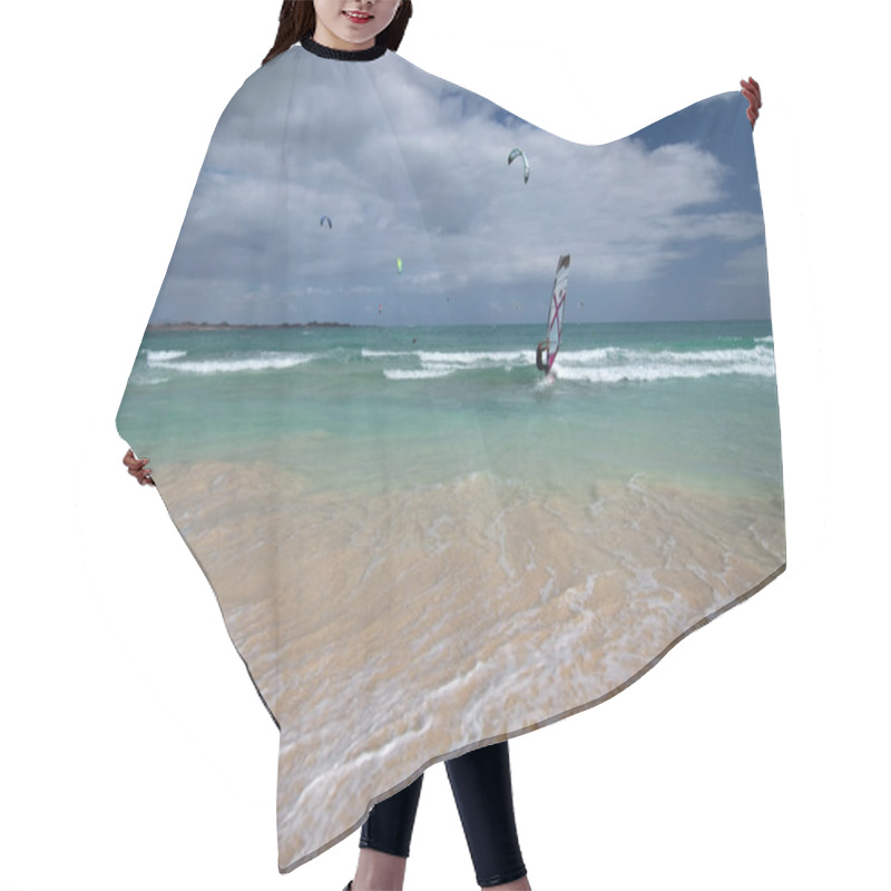 Personality  Windsurfer And Kite Surfers On The Atlantic Ocean, Canary Island Hair Cutting Cape