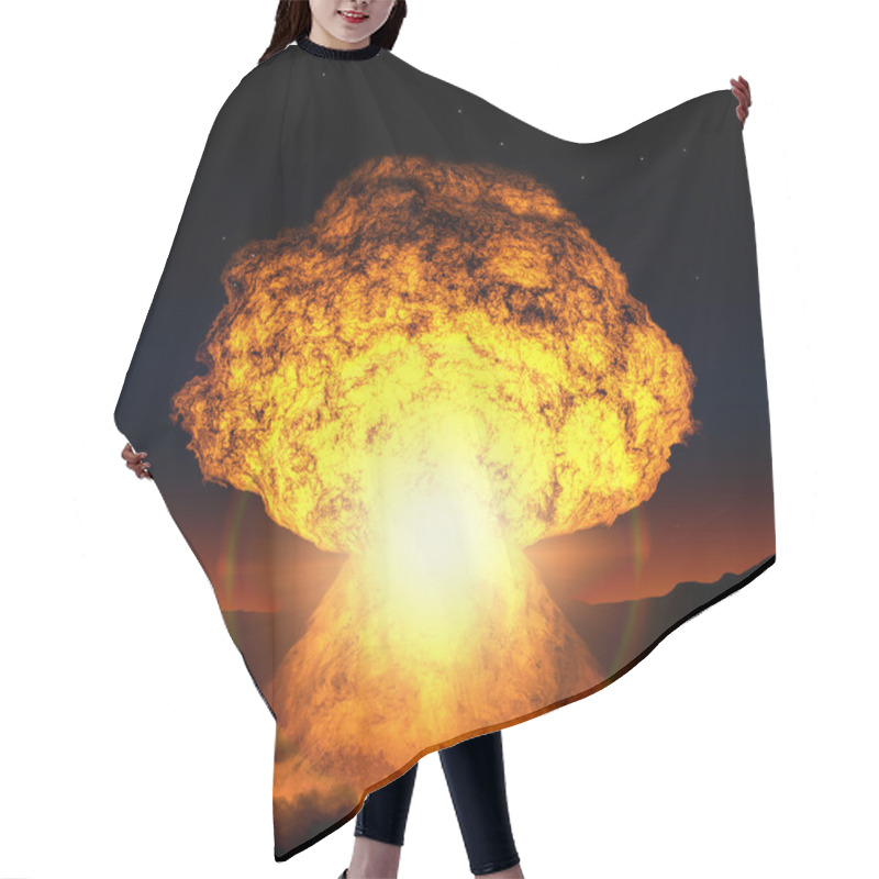 Personality  Bright Blast Of The Atomic Bomb During The Night. Hair Cutting Cape