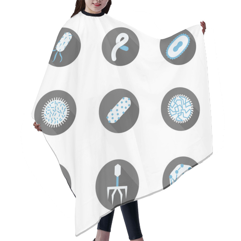 Personality  Microbiology Round Flat Vector Icons Set Hair Cutting Cape