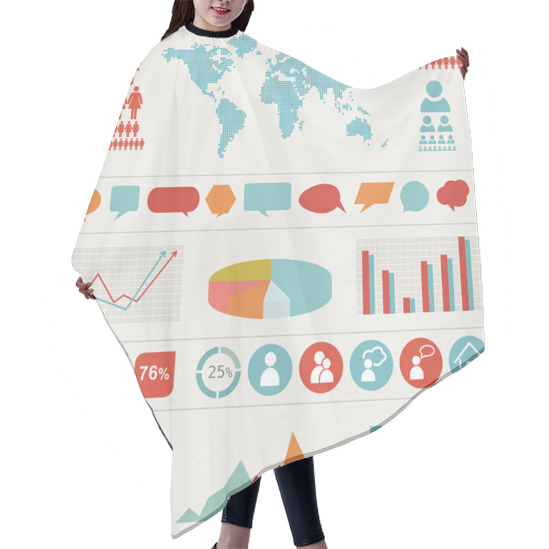 Personality  Retro Infographics Set. Hair Cutting Cape