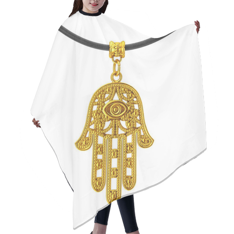 Personality  Golden Hamsa, Hand Of Fatima Amulet Coulomb On A White Background. 3d Rendering Hair Cutting Cape