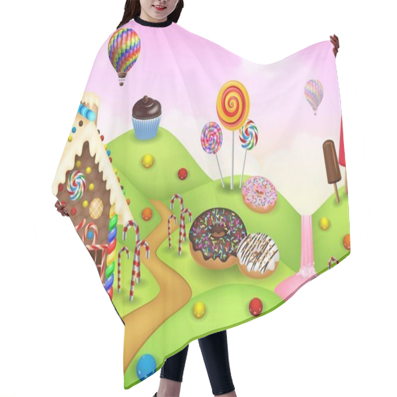 Personality  Candyland With Gingerbread House Hair Cutting Cape