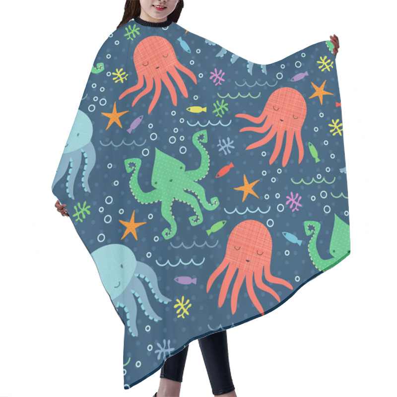 Personality  Bright Children Pattern With Octopus. Hair Cutting Cape