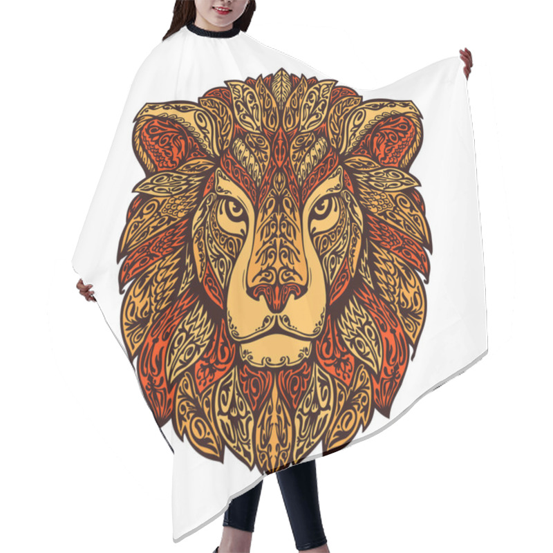 Personality  Lion Head Isolated On White Background. Hand Drawn Vector Illustration With Floral Elements Hair Cutting Cape