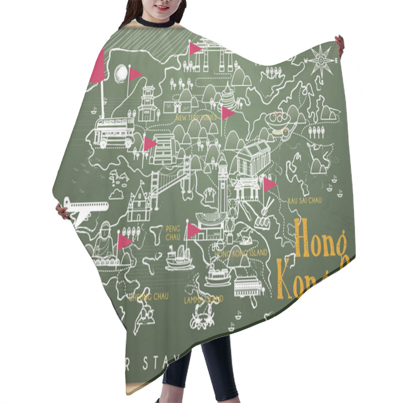 Personality  Hong Kong Travel Map Hair Cutting Cape