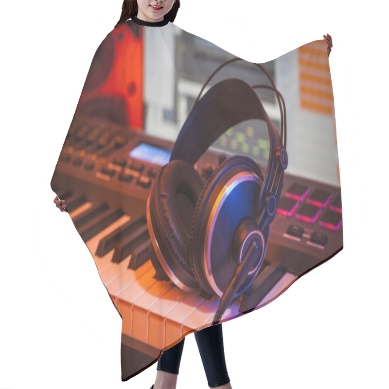 Personality  Headphones In A Home Studio Hair Cutting Cape