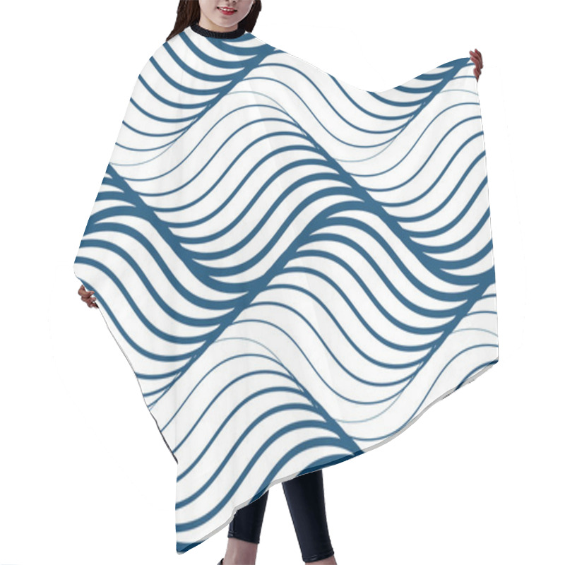 Personality  Water Waves Seamless Pattern With Vector Curve Lines  Hair Cutting Cape