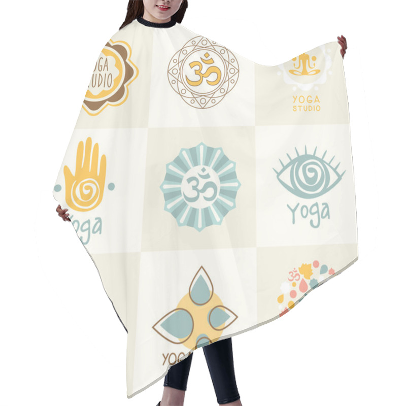 Personality  Vector Yoga Icons Hair Cutting Cape