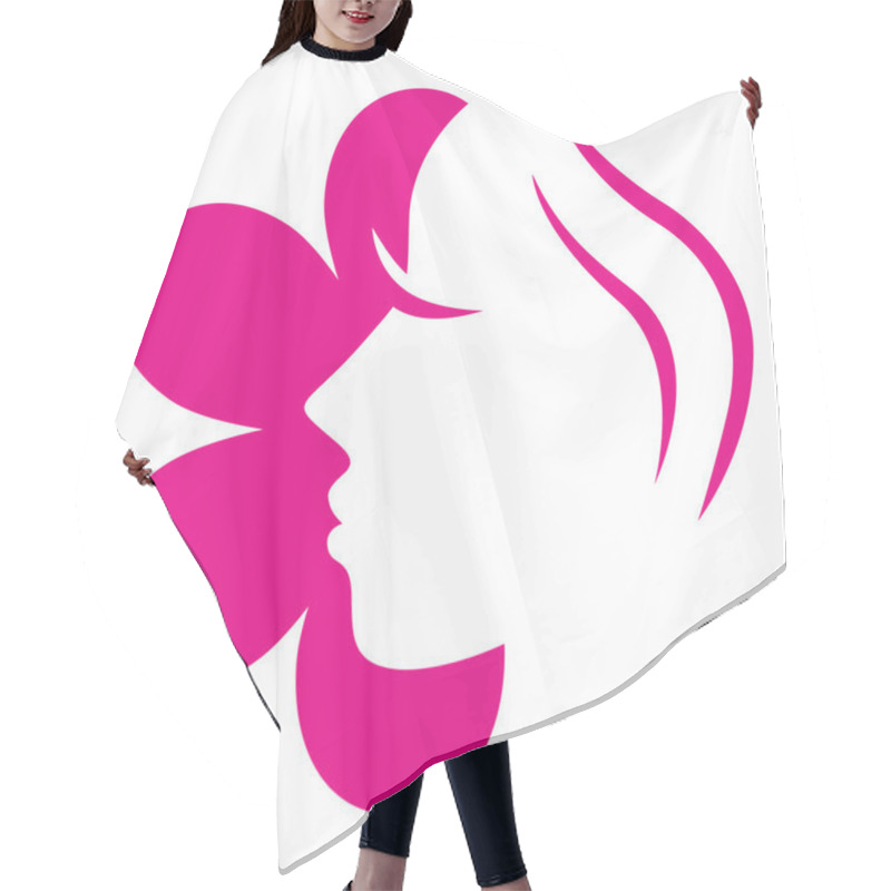 Personality  Female Flower Face Pink Icon Isolated On White ( Pink ) Hair Cutting Cape