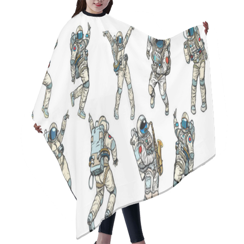 Personality  Set Of Dancing Astronauts Collection Hair Cutting Cape