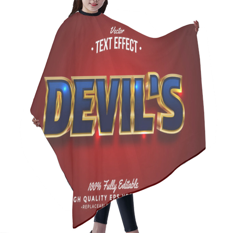 Personality  Devils Text Effect 3D Editable Font Background Red Hair Cutting Cape