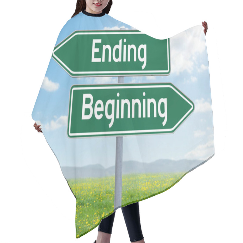 Personality  Two Direction Signs - Ending Or Beginning Hair Cutting Cape