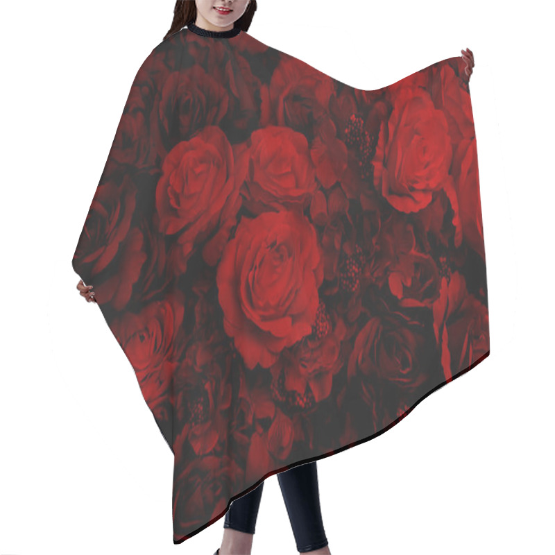 Personality  Sweet Dark Red Roses Wedding Wall Backdrop. Decoration Valentine's Day Flower. Hair Cutting Cape