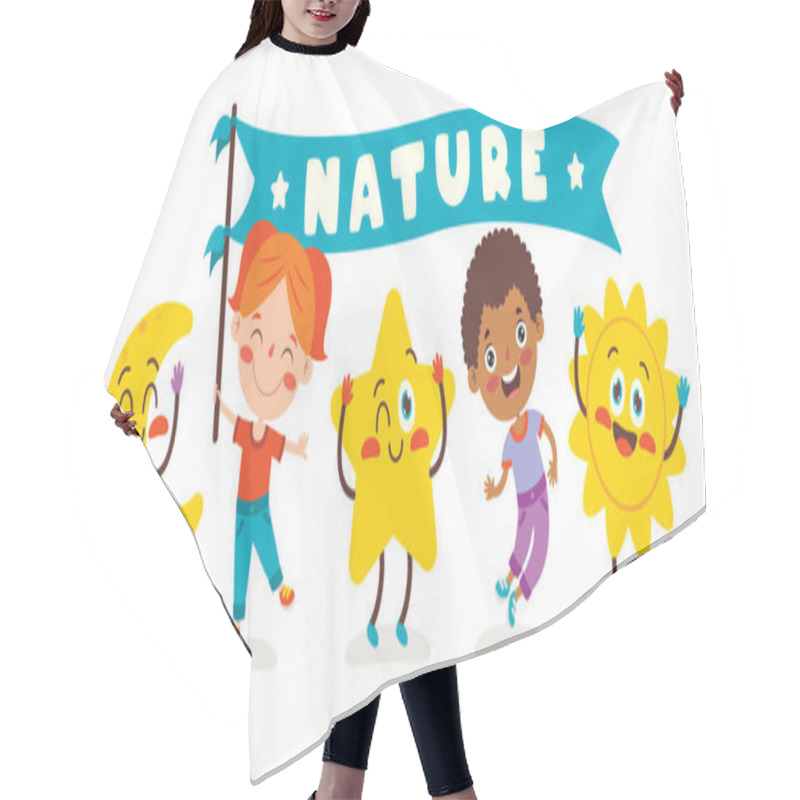 Personality  Cute Cartoon Weather Characters Posing Hair Cutting Cape