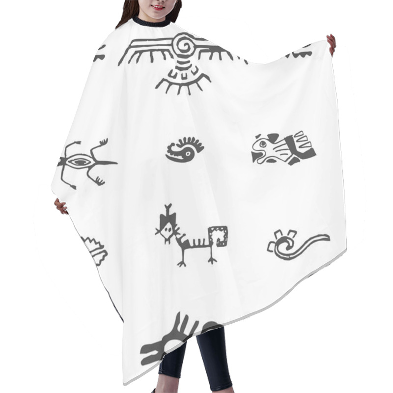 Personality  Vector Ancient Petroglyphs Hair Cutting Cape