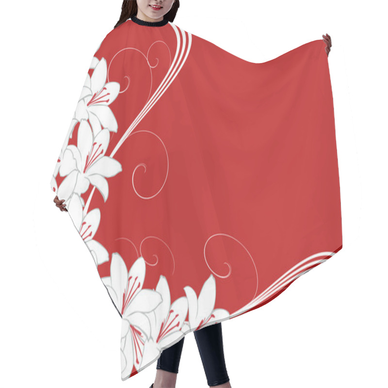 Personality  White Lily Flowers Corner On Red Hair Cutting Cape